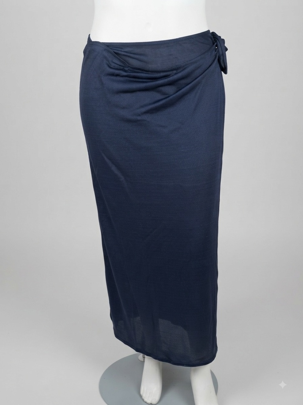 Vintage Somebody Paris Sheer Navy Mesh Wrap Sarong Maxi Skirt Sz L Made Italy